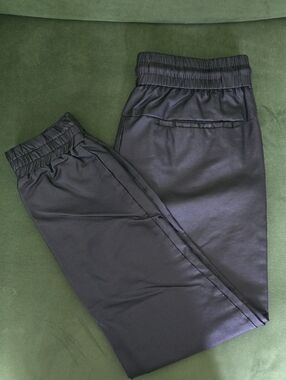 River Island Black Elastic Waist Faux Leather Pants